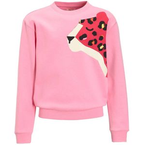 Orange Stars - Lizzie - Fleece Sweater - Roze - Panter Printopdruk