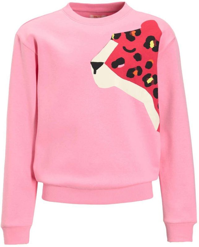 Orange Stars - Lizzie - Fleece Sweater - Roze - Panter Printopdruk