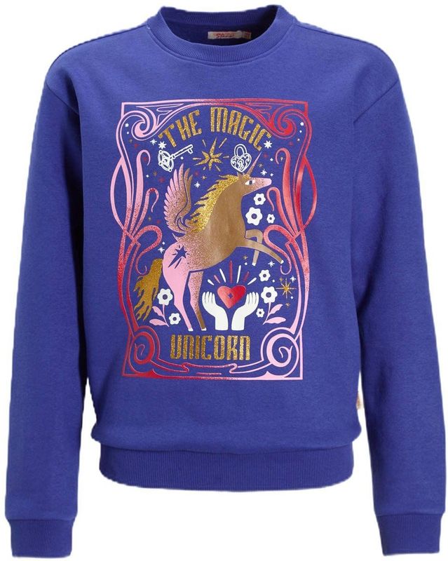 Orange Stars - Sweater - Paars - Met Glitter Printopdruk - Ronde Hals - Lange Mouwen