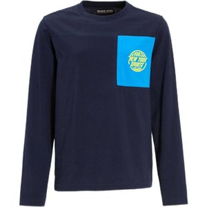 Orange Stars - Longsleeve - Donkerblauw - Colorblock met Patch Jasper