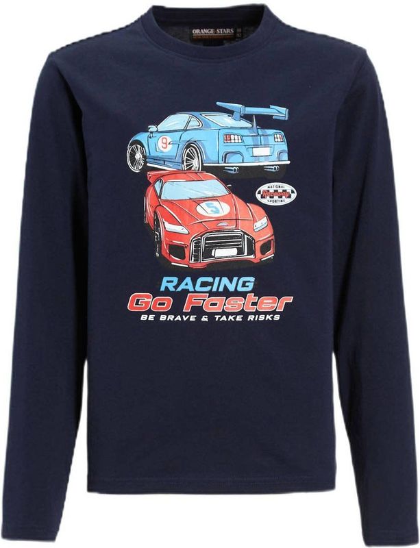 Orange Stars - Joshua - Longsleeve - Donkerblauw - Met Raceauto Opdruk