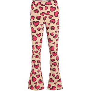 Orange Stars - Elise - Flared Broek - Beige - Hartjesprint