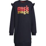 Orange Stars - Jeanne - Fleece Sweaterjurk - Donkerblauw - Met Glitter Printopdruk