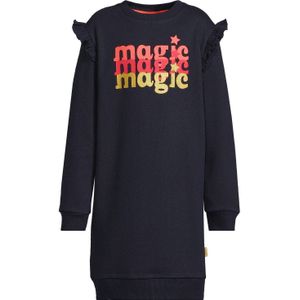 Orange Stars - Jeanne - Fleece Sweaterjurk - Donkerblauw - Met Glitter Printopdruk