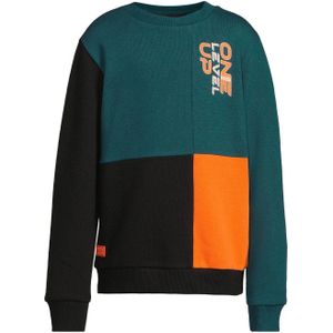 Orange Stars - Chris - Fleece Sweater - Teal - Colourblock Design