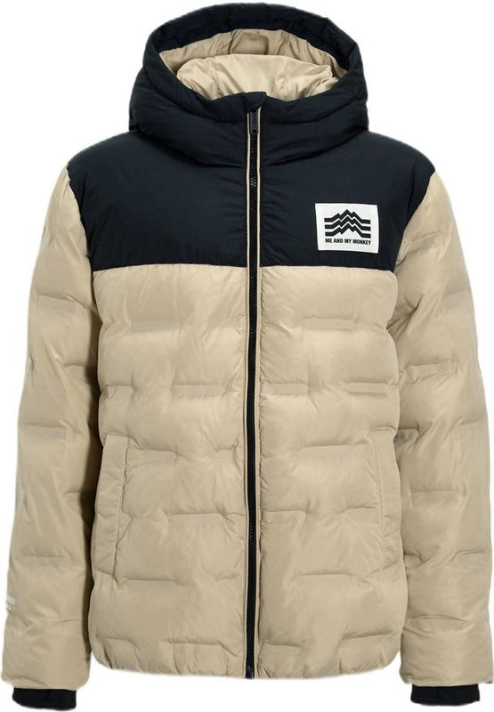 Me & My Monkey - Colourblock Heatseal Puffer Jas - Beige - Gewatteerd