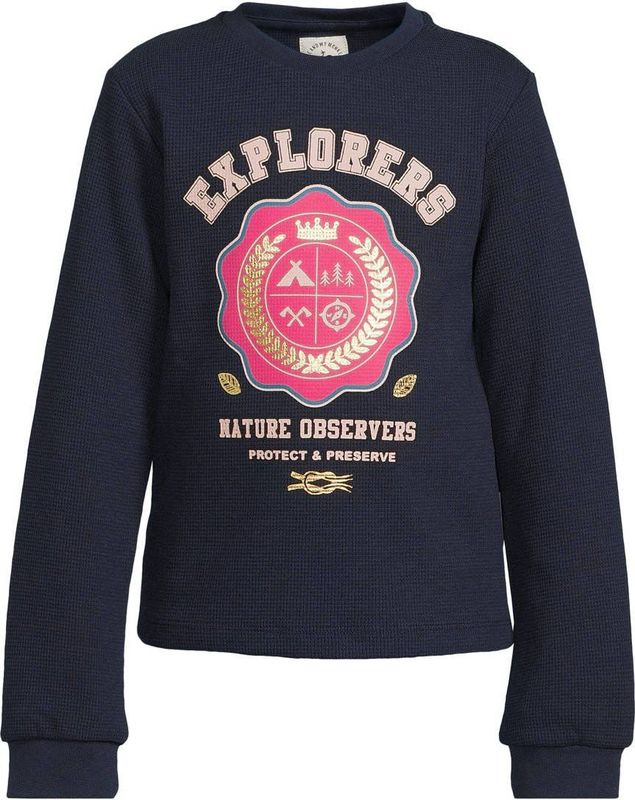Me & My Monkey - Isabella - Longsleeve - Donkerblauw - Waffle Stof