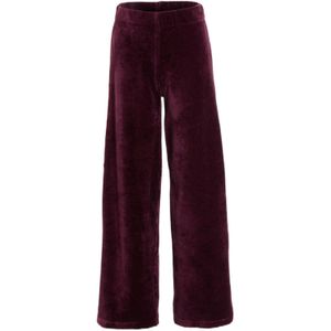 Anytime - Wide Leg Broek - Bordeauxrood - Fluwelen Stof