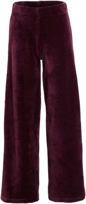 Anytime - Wide Leg Broek - Bordeauxrood - Fluwelen Stof
