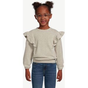 Anytime - Trui - Beige Melange - Met Glitter en Ruches