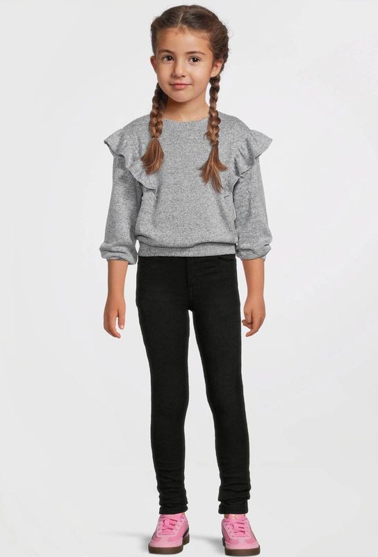 Anytime - Trui - Blauw Melange - Ruches - Lange Mouwen