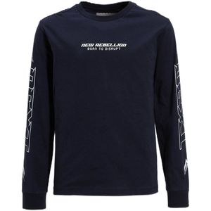 Coolcat - Longsleeve - Donkerblauw - New Rebellion Print Randy