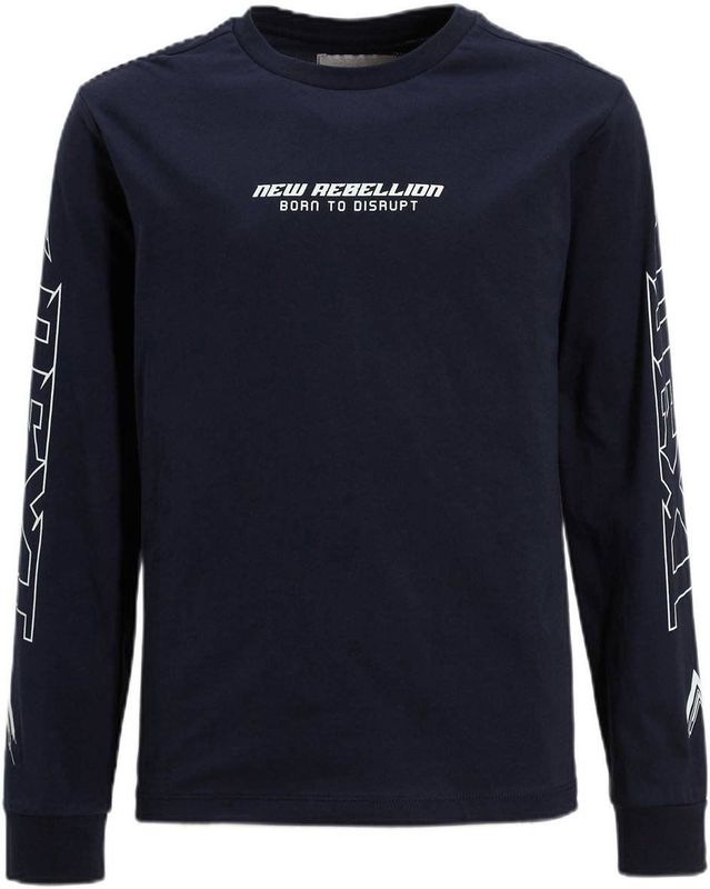 Coolcat - Longsleeve - Donkerblauw - New Rebellion Print Randy