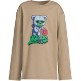 Coolcat - Corey - Longsleeve - Donkerzand - Oversized Fit met Grote Beer Printopdruk