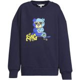Coolcat - Kane - Fleece Sweater - Donkerblauw - Beer Printopdruk