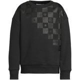 Coolcat - Josh - Fleece Sweater - Donkergrijs - Met Asymmetrische Bordspel Printopdruk