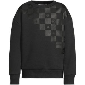 Coolcat - Josh - Fleece Sweater - Donkergrijs - Met Asymmetrische Bordspel Printopdruk