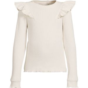 Coolcat - Megan - Longsleeve - Crème - Geribd met Ruches