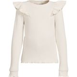 Coolcat - Megan - Longsleeve - Crème - Geribd met Ruches