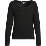 Coolcat - Longsleeve - Zwart - Geribd - Met Strikdetail