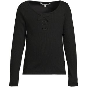 Coolcat - Longsleeve - Zwart - Geribd - Met Strikdetail