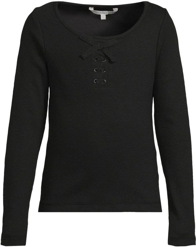 Coolcat - Longsleeve - Zwart - Geribd - Met Strikdetail