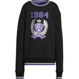 Coolcat - Amalia - Fleece Sweater - Zwart - Sporty 1984 Printopdruk