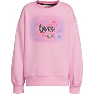 Coolcat - Lotte - Fleece Sweater - Roze - Queen of the Block Graffiti Print