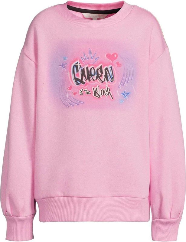 Coolcat - Lotte - Fleece Sweater - Roze - Queen of the Block Graffiti Print