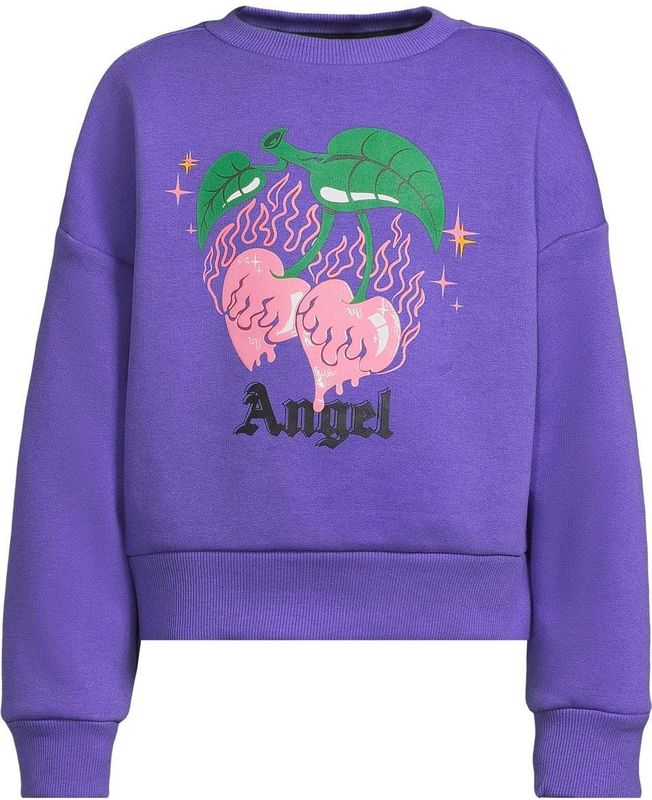 Coolcat - Sanne - Fleece Sweater - Paars - Boxy Fit - Kersen Printopdruk