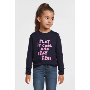 Anytime - Longsleeve - Donkerblauw - Ronde Hals - Lange Mouwen - Printopdruk