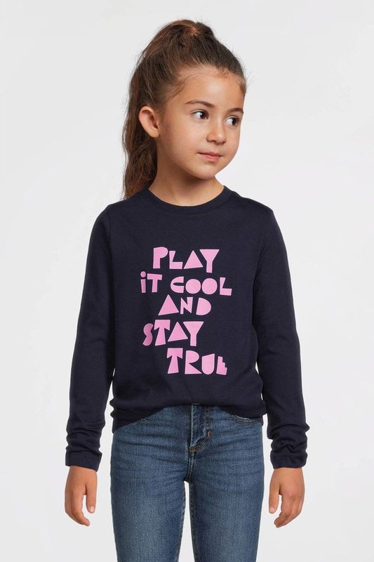 Anytime - Longsleeve - Donkerblauw - Ronde Hals - Lange Mouwen - Printopdruk