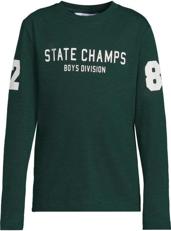 Anytime - Longsleeve - Donkergroen - Met Grafische Printopdruk