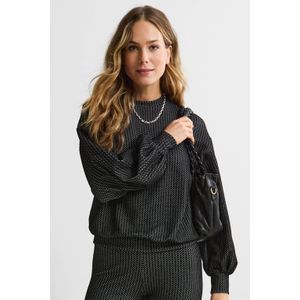 Anytime - Jacquard Sweater - Zwart/Wit - Ronde Hals - Lange Mouwen