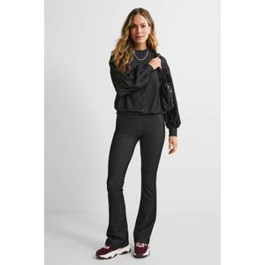 Anytime - Flared Broek - Zwart/Wit - Jacquard Patroon - Hoge Taille