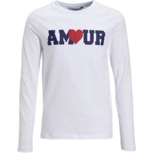 Anytime - Longsleeve - Wit - Met Printopdruk - Ronde Hals - Lange Mouwen