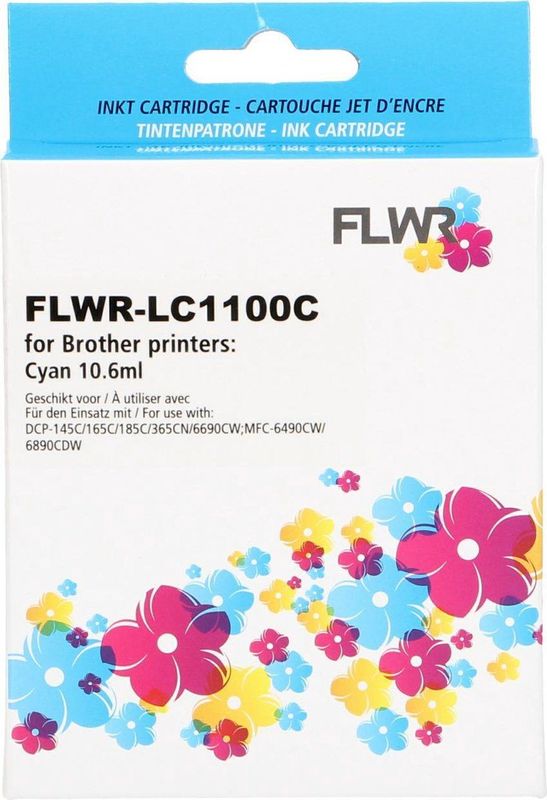 FLWR Brother LC-980C cyaan (FLWR-LC980C) - Inktcartridge - Huismerk (compatible)