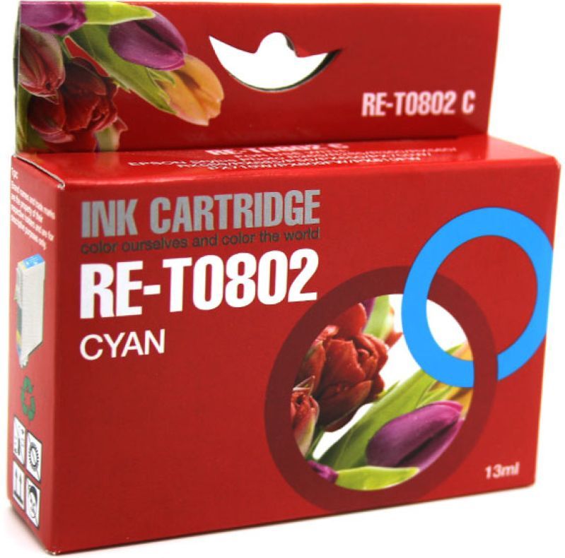 Huismerk - T0802 - Inktcartridge - Cyaan - Compatibel met Epson