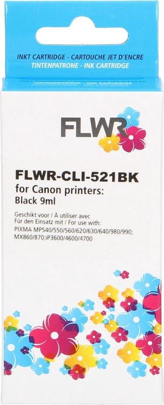 FLWR - CLI-521BK - Inktcartridge - Zwart - Huismerk (compatible)