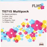 FLWR - T0715 Multipack - Inktcartridge - Zwart en Kleur - Compatible XXL