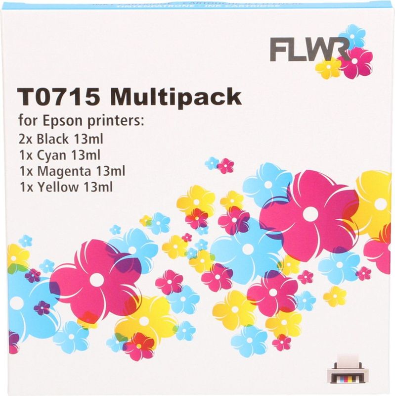 FLWR - T0715 Multipack - Inktcartridge - Zwart en Kleur - Compatible XXL
