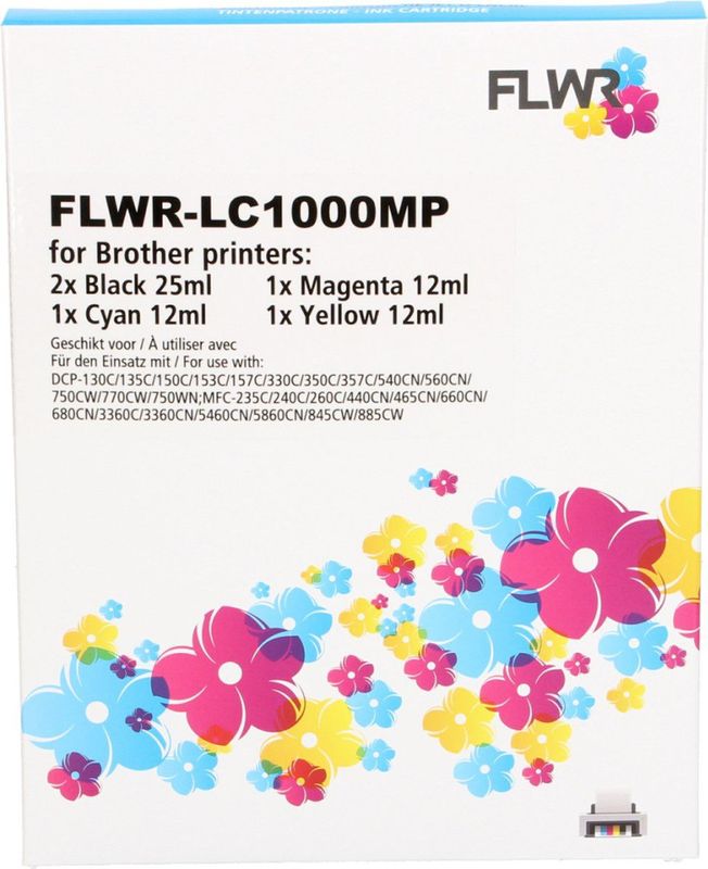 FLWR - LC-1000 Multipack - Inktcartridge - Zwart en Kleur - Huismerk