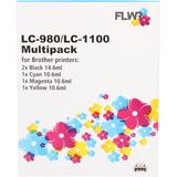 FLWR - LC-980 / LC-1100 - Multipack Inktcartridges - Zwart en Kleur - 5 Cartridges