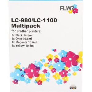 FLWR - LC-980 / LC-1100 - Multipack Inktcartridges - Zwart en Kleur - 5 Cartridges