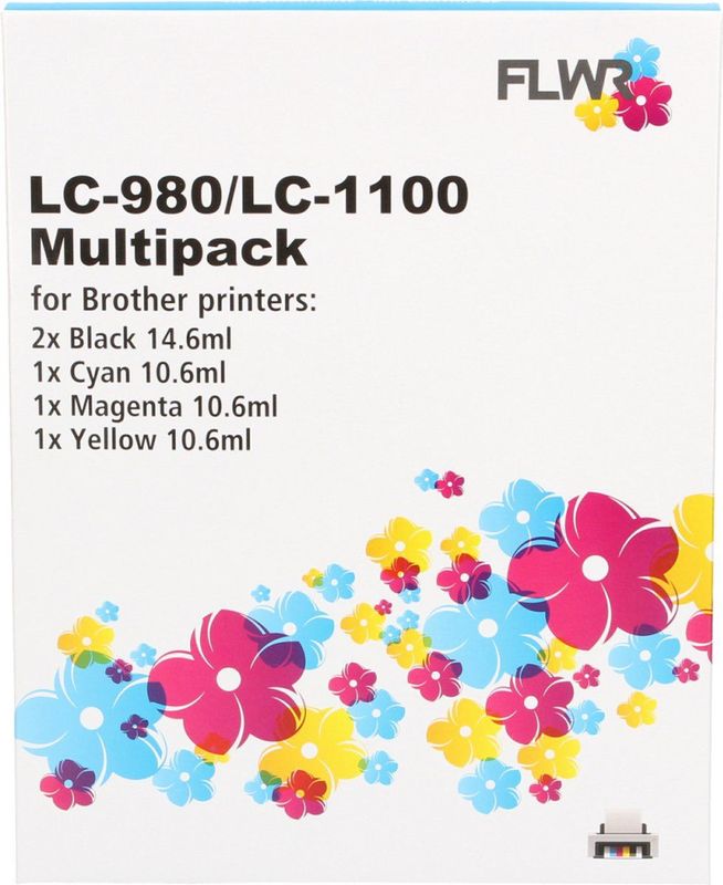 FLWR - LC-980 / LC-1100 - Multipack Inktcartridges - Zwart en Kleur - 5 Cartridges