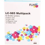 FLWR - LC-985 Multipack - Inktcartridge - Zwart en Kleur - Huismerk