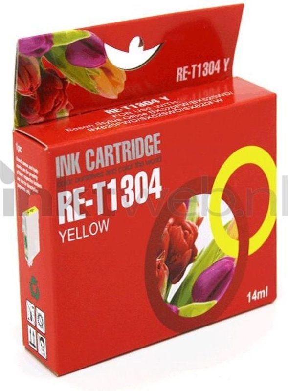 Huismerk - T1304 - Inktcartridge - Geel - Compatible XXL