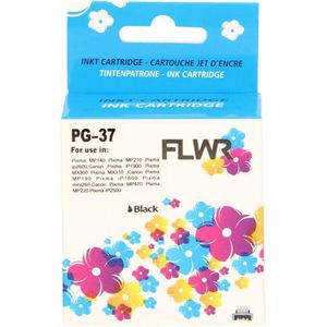 FLWR - PG-37 - Inktcartridge - Zwart - Huismerk