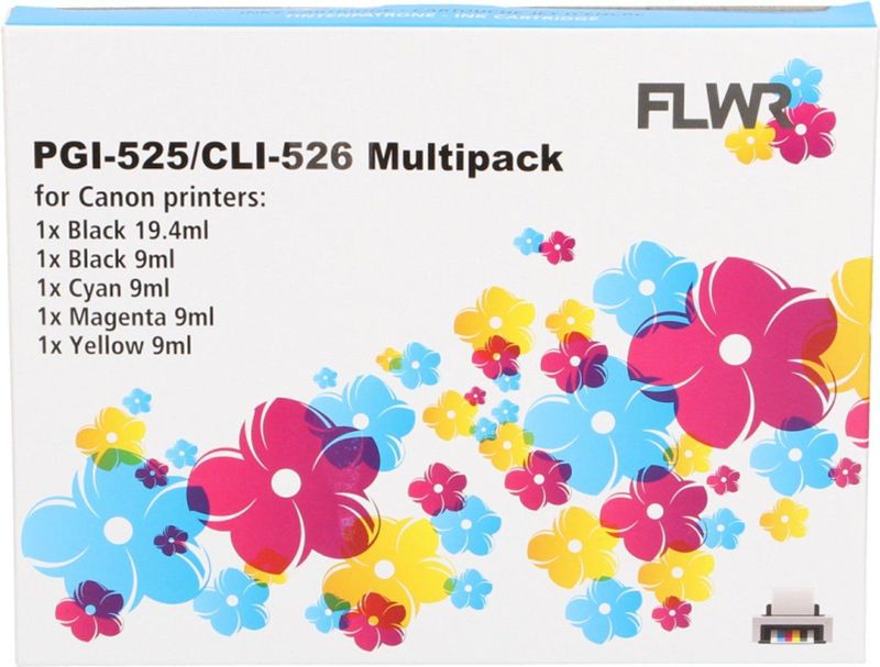FLWR - CLI-526 Multipack - Inktcartridge - Zwart en Kleur - Huismerk