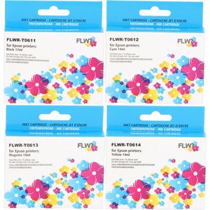 FLWR - Inktcartridges / T0615 / 4-pack Zwart & Kleur - Geschikt voor Epson